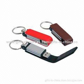 Leather 4GB USB Flash Drives, Free Logo Cost, Uses Branded A Grade Microchips